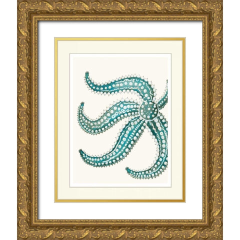 Blue Underwater Scenes 1 e Gold Ornate Wood Framed Art Print with Double Matting by Fab Funky