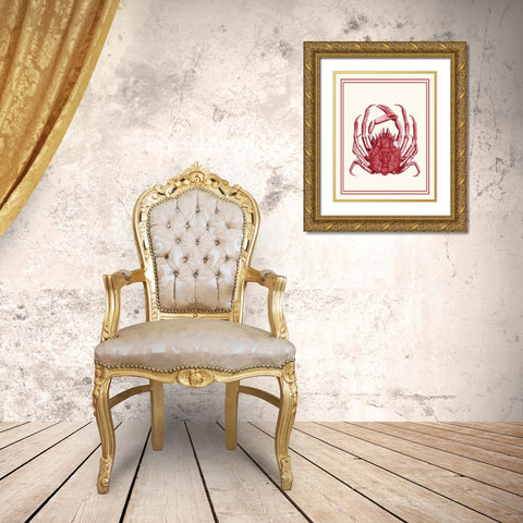 Mixed Nautical Coral on Cream f Gold Ornate Wood Framed Art Print with Double Matting by Fab Funky