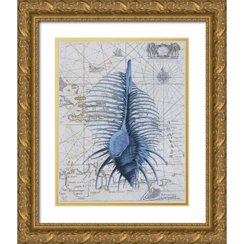 Seashell Collection 1 b Gold Ornate Wood Framed Art Print with Double Matting by Fab Funky