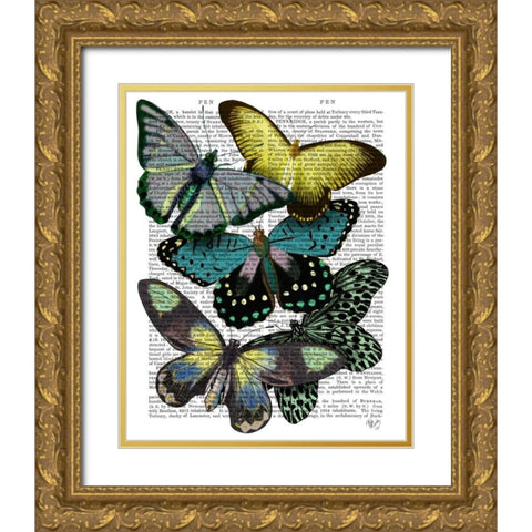Big Bold Butterflies 6 Gold Ornate Wood Framed Art Print with Double Matting by Fab Funky