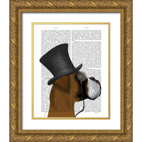 Boxer, Formal Hound and Hat Gold Ornate Wood Framed Art Print with Double Matting by Fab Funky