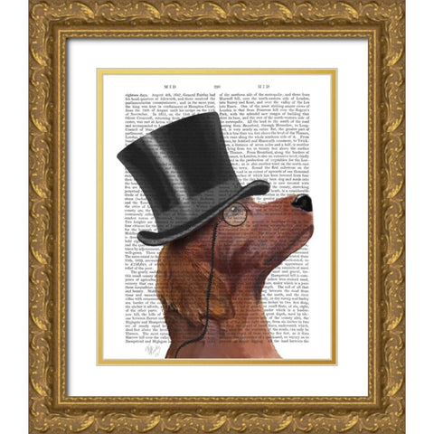 Red Setter, Formal Hound and Hat Gold Ornate Wood Framed Art Print with Double Matting by Fab Funky