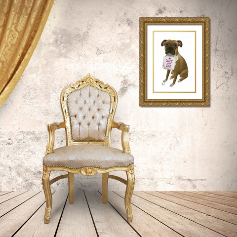 Love and Boxer Gold Ornate Wood Framed Art Print with Double Matting by Fab Funky