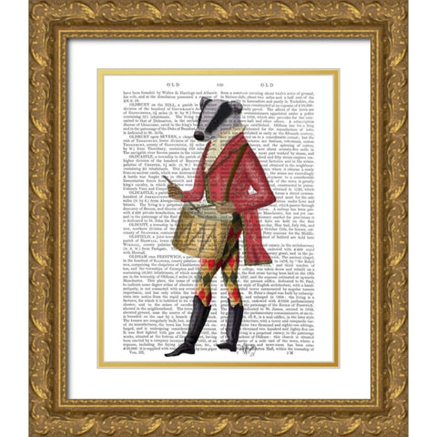 Badger Minstrel Gold Ornate Wood Framed Art Print with Double Matting by Fab Funky