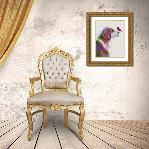 Beagle Rainbow Splash Gold Ornate Wood Framed Art Print with Double Matting by Fab Funky