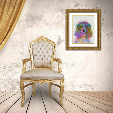 Springer Spaniel Rainbow Splash Gold Ornate Wood Framed Art Print with Double Matting by Fab Funky