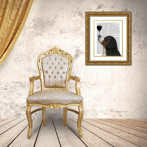 Dog Au Vin, Bernese Gold Ornate Wood Framed Art Print with Double Matting by Fab Funky