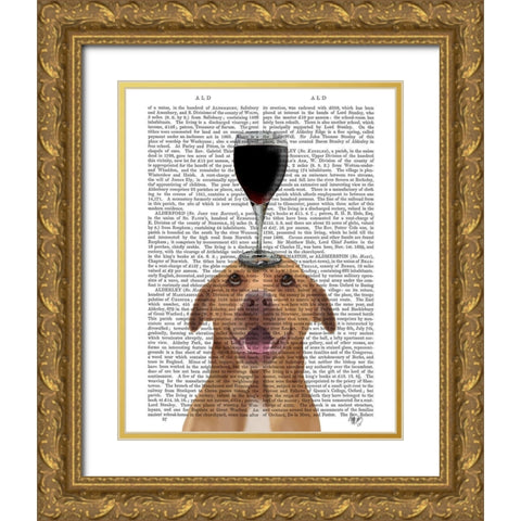 Dog Au Vin, Pit Bull Gold Ornate Wood Framed Art Print with Double Matting by Fab Funky