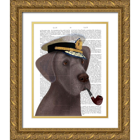 Great Dane Sea Dog Gold Ornate Wood Framed Art Print with Double Matting by Fab Funky