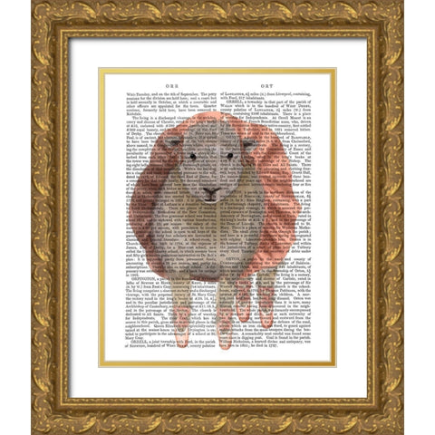 Ballet Sheep 1 Book Print Gold Ornate Wood Framed Art Print with Double Matting by Fab Funky