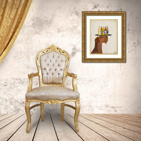 Airdale Beer Lover Gold Ornate Wood Framed Art Print with Double Matting by Fab Funky