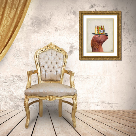 Red Setter Beer Lover Gold Ornate Wood Framed Art Print with Double Matting by Fab Funky