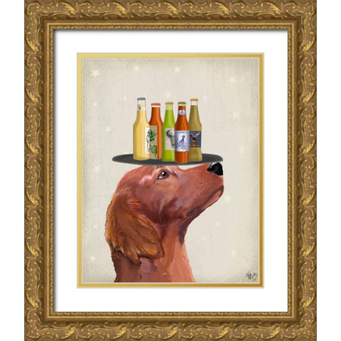 Red Setter Beer Lover Gold Ornate Wood Framed Art Print with Double Matting by Fab Funky