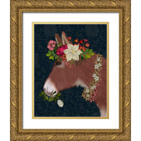 Donkey Bohemian 5 Gold Ornate Wood Framed Art Print with Double Matting by Fab Funky