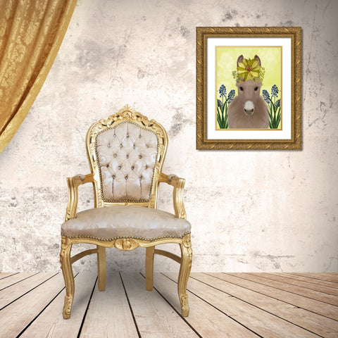 Donkey Sunflower Gold Ornate Wood Framed Art Print with Double Matting by Fab Funky