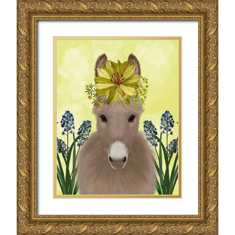 Donkey Sunflower Gold Ornate Wood Framed Art Print with Double Matting by Fab Funky