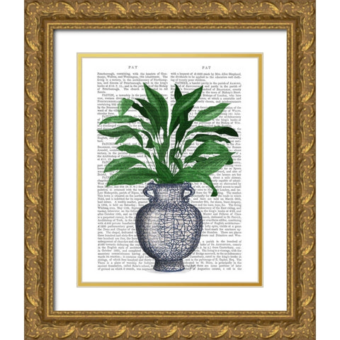 Chinoiserie Vase 2, With Plant Book Print Gold Ornate Wood Framed Art Print with Double Matting by Fab Funky