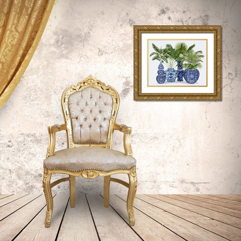 Chinoiserie Vase Group 1 Gold Ornate Wood Framed Art Print with Double Matting by Fab Funky