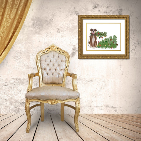 Christmas Des - Broken Tree Gold Ornate Wood Framed Art Print with Double Matting by Fab Funky
