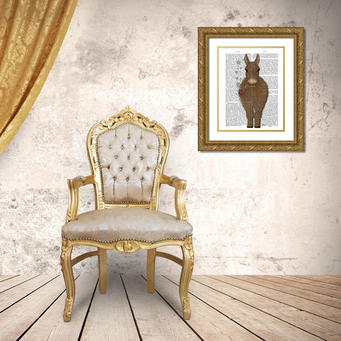 Donkey Bubble Pipe, Full Book Print Gold Ornate Wood Framed Art Print with Double Matting by Fab Funky