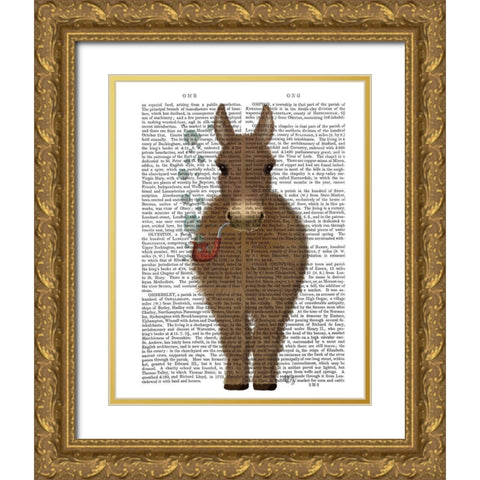 Donkey Bubble Pipe, Full Book Print Gold Ornate Wood Framed Art Print with Double Matting by Fab Funky