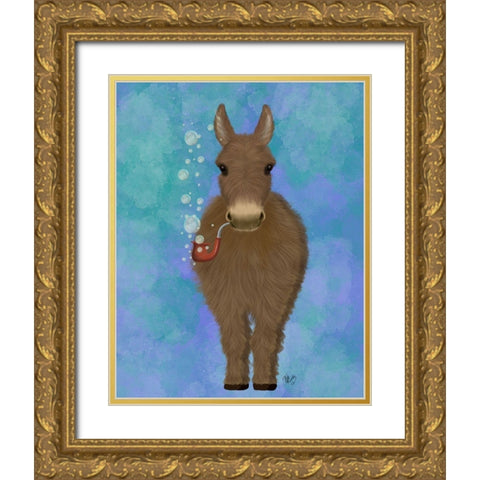 Donkey Bubble Pipe, Full Gold Ornate Wood Framed Art Print with Double Matting by Fab Funky