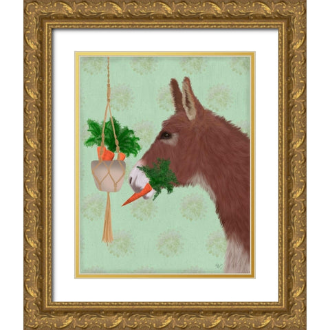 Donkey Lunch Gold Ornate Wood Framed Art Print with Double Matting by Fab Funky