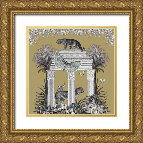 Livoris Feritas Leopard Design, Square Gold Ornate Wood Framed Art Print with Double Matting by Fab Funky