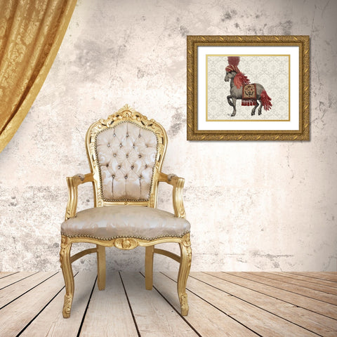 Niraj Horse, Red Gold Ornate Wood Framed Art Print with Double Matting by Fab Funky
