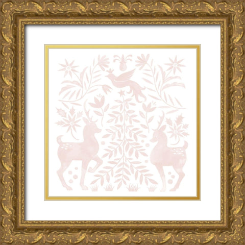 Otomi Inspired Christmas II Gold Ornate Wood Framed Art Print with Double Matting by Popp, Grace