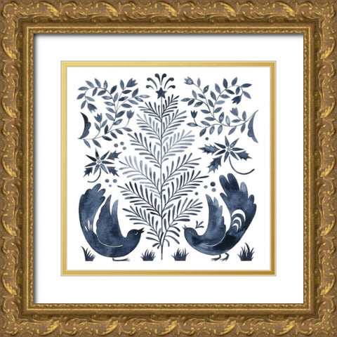 Otomi Inspired Christmas III Gold Ornate Wood Framed Art Print with Double Matting by Popp, Grace