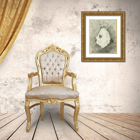 Neutral Oyster Shell III Gold Ornate Wood Framed Art Print with Double Matting by Caroline, Emma