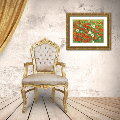 Poppy Meadow II Gold Ornate Wood Framed Art Print with Double Matting by OToole, Tim