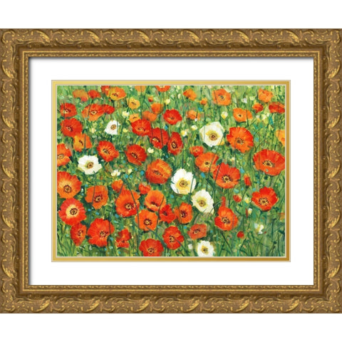 Poppy Meadow II Gold Ornate Wood Framed Art Print with Double Matting by OToole, Tim