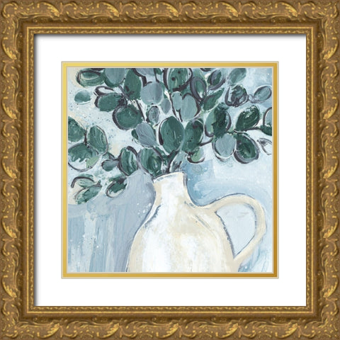 Porcelain Sprig I Gold Ornate Wood Framed Art Print with Double Matting by Warren, Annie