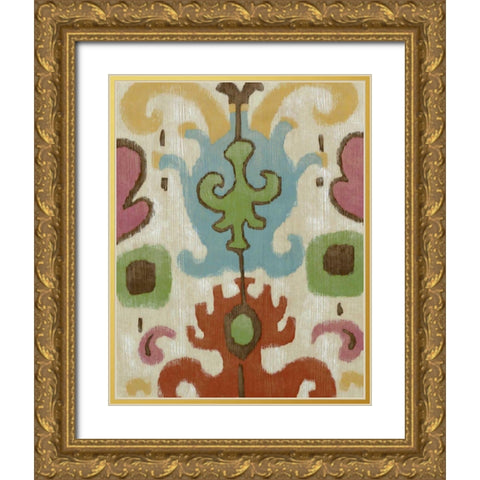 Tribal Ikat II Gold Ornate Wood Framed Art Print with Double Matting by Zarris, Chariklia