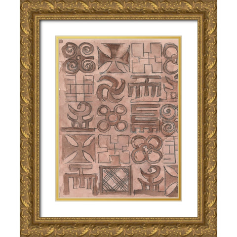 Adinkra Inspiration I Gold Ornate Wood Framed Art Print with Double Matting by Dixon, Samuel