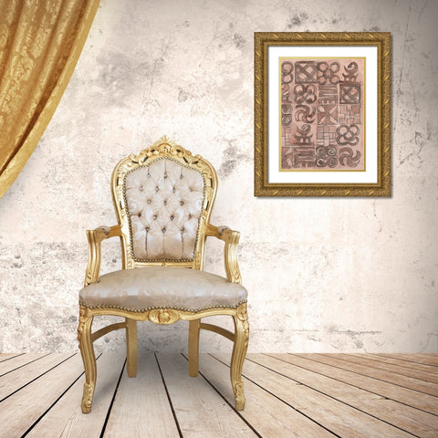 Adinkra Inspiration II Gold Ornate Wood Framed Art Print with Double Matting by Dixon, Samuel