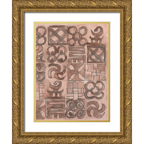Adinkra Inspiration II Gold Ornate Wood Framed Art Print with Double Matting by Dixon, Samuel