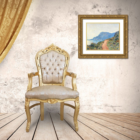 The Corniche near Monaco Gold Ornate Wood Framed Art Print with Double Matting by Monet, Claude