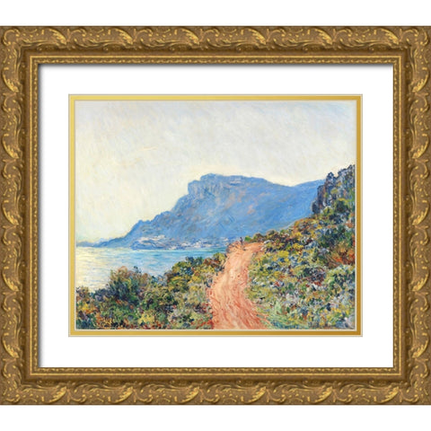 The Corniche near Monaco Gold Ornate Wood Framed Art Print with Double Matting by Monet, Claude