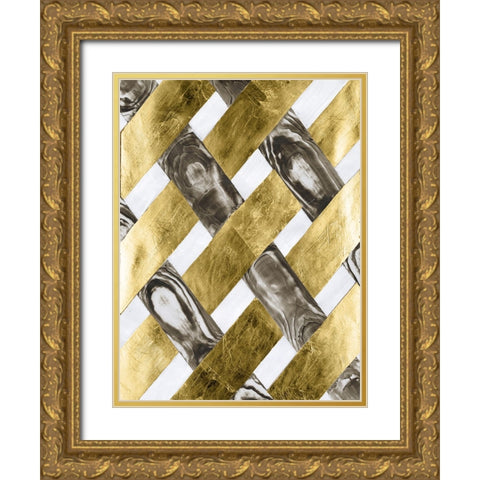 End Grain Weave II Gold Ornate Wood Framed Art Print with Double Matting by Lam, Vanna