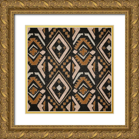 Block Tribal Patterns II Gold Ornate Wood Framed Art Print with Double Matting by Wang, Melissa