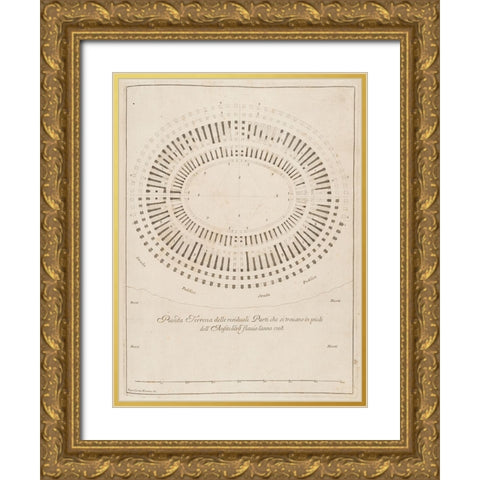 Antiquities of Pola, Ancient Blueprints III Gold Ornate Wood Framed Art Print with Double Matting by Unknown