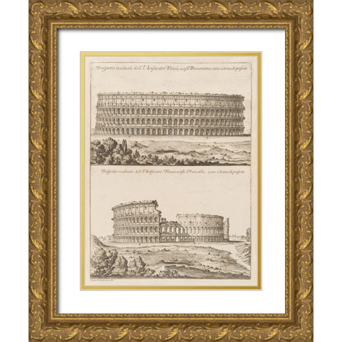 Antiquities of Pola, Ancient Blueprints IV Gold Ornate Wood Framed Art Print with Double Matting by Unknown