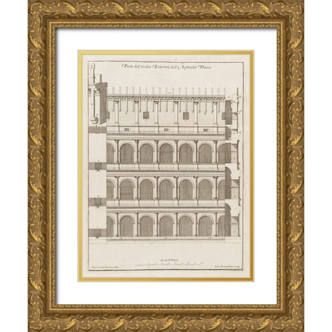 Antiquities of Pola, Ancient Blueprints V Gold Ornate Wood Framed Art Print with Double Matting by Unknown