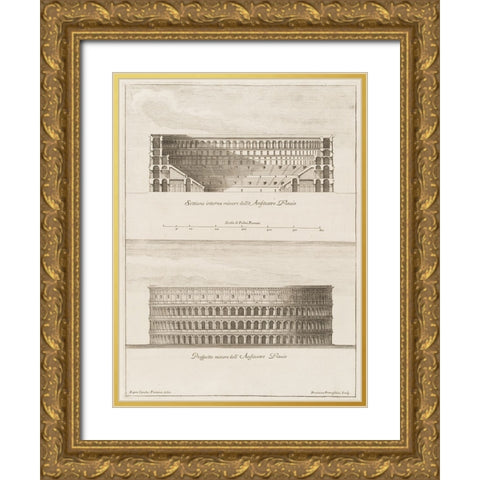 Antiquities of Pola, Ancient Blueprints IX Gold Ornate Wood Framed Art Print with Double Matting by Unknown