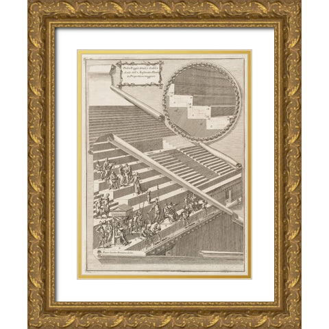 Antiquities of Pola, Ancient Blueprints X Gold Ornate Wood Framed Art Print with Double Matting by Unknown
