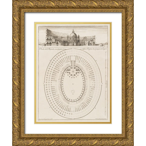 Antiquities of Pola, Ancient Blueprints XI Gold Ornate Wood Framed Art Print with Double Matting by Unknown