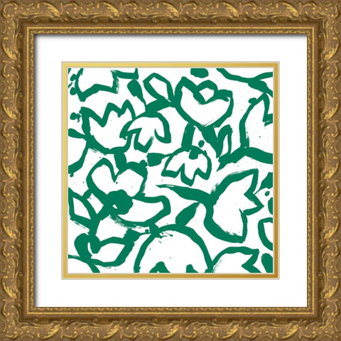 Flora Patch I Gold Ornate Wood Framed Art Print with Double Matting by Vess, June Erica